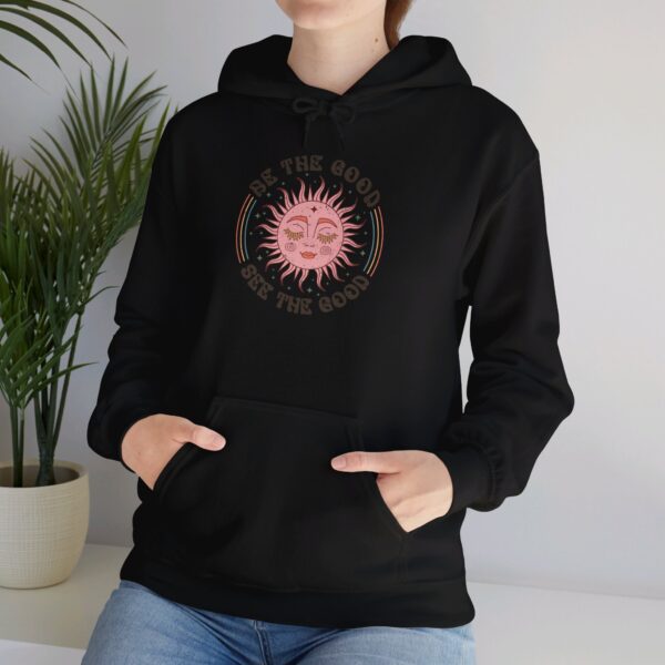 "Be the Good, See the Good" Hoodie – Boho Sun Design - Image 9