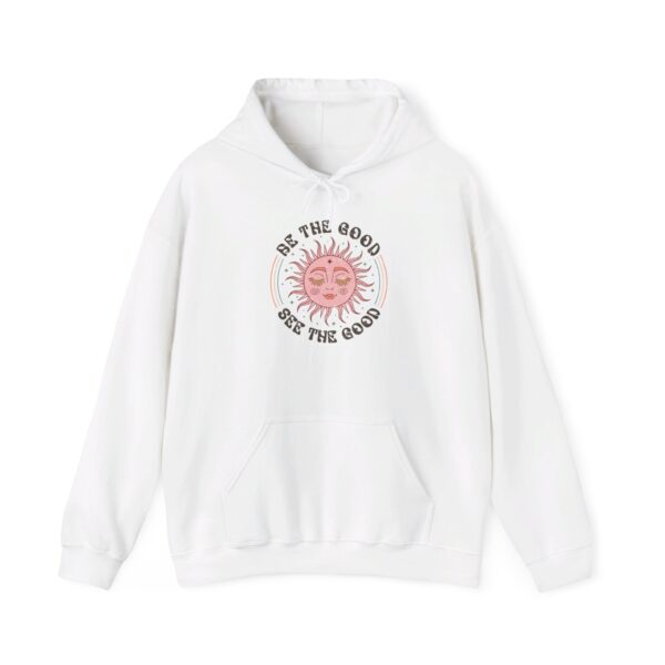 "Be the Good, See the Good" Hoodie – Boho Sun Design - Image 2