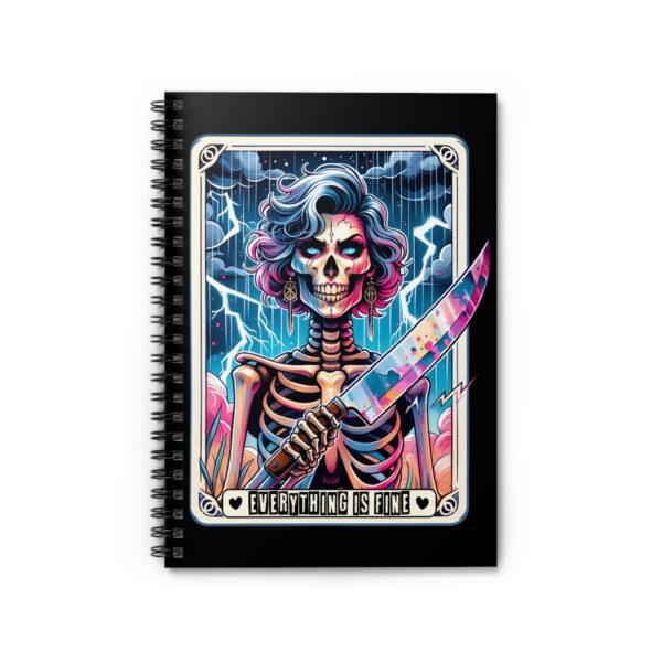 Everything Is Fine Skeleton Notebook – Female Skeleton with Large Knife Spiral Journal - Image 2