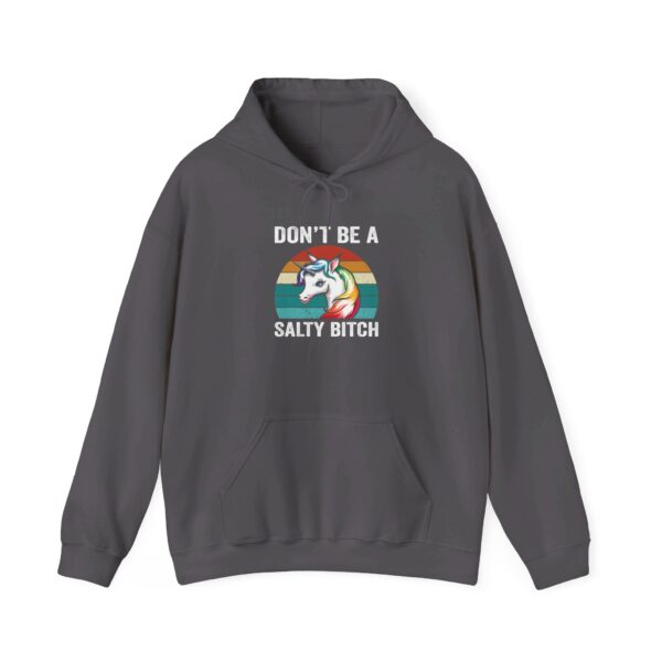 "Don't Be A Salty Bitch" Hoodie – Rainbow Striped Unicorn Design - Image 6