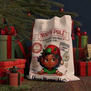 Personalized Santa Sack – North Pole Express Delivery Bag for Christmas Gifts – Girl Elf 1