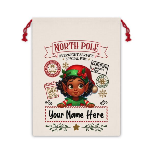 Personalized Santa Sack – North Pole Express Delivery Bag for Christmas Gifts - Girl Elf 1 - Image 2