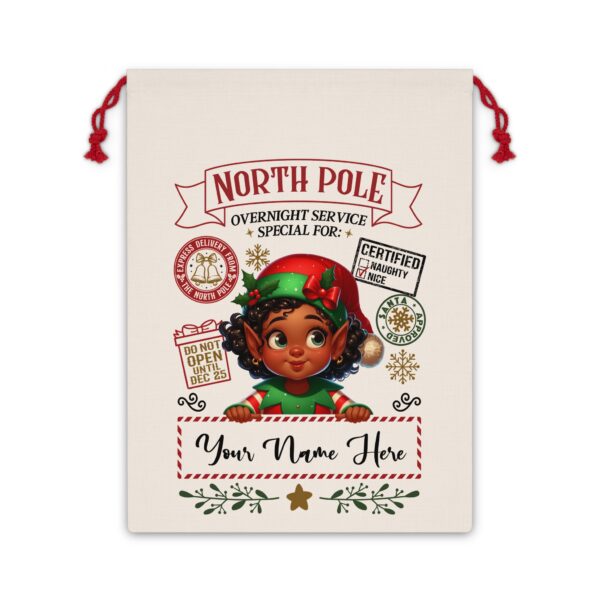 Personalized Santa Sack – North Pole Express Delivery Bag for Christmas Gifts - Girl Elf 1 - Image 4