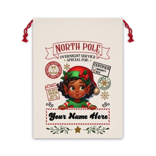 Personalized Santa Sack – North Pole Express Delivery Bag for Christmas Gifts - Girl Elf 1 - Image 6