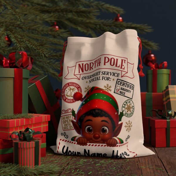 Personalized Santa Sack – North Pole Express Delivery Bag for Christmas Gifts – Boy Elf 1