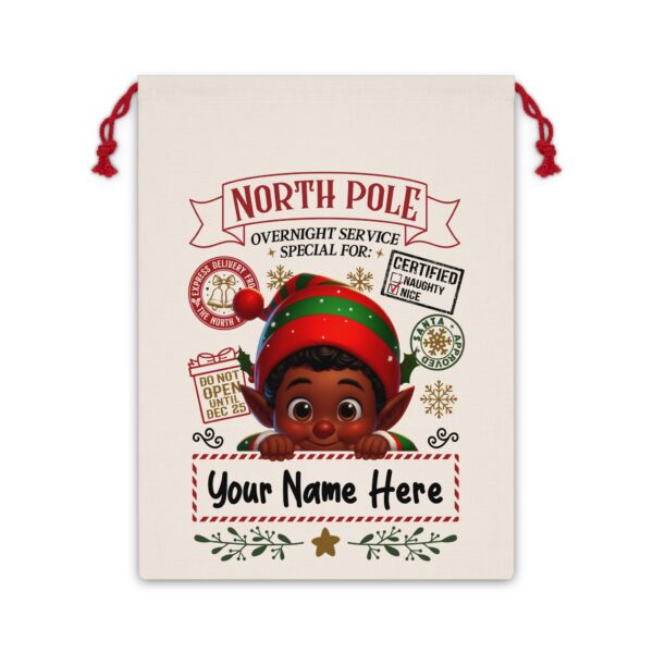 Personalized Santa Sack – North Pole Express Delivery Bag for Christmas Gifts - Boy Elf 1 - Image 2