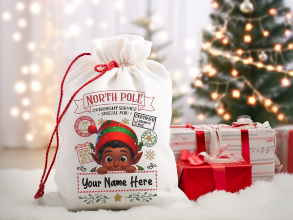 Personalized Santa Sack – North Pole Express Delivery Bag for Christmas Gifts - Boy Elf 1 - Image 3