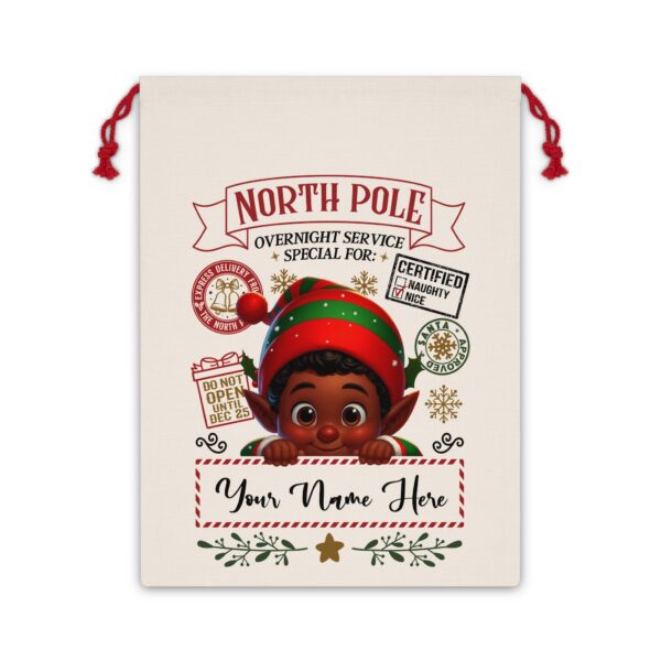 Personalized Santa Sack – North Pole Express Delivery Bag for Christmas Gifts - Boy Elf 1 - Image 4