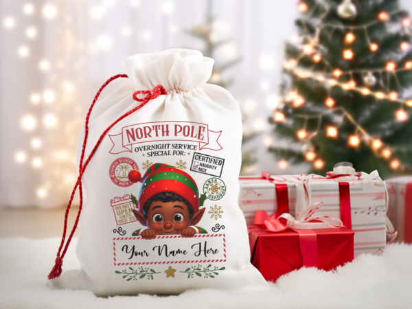 Personalized Santa Sack – North Pole Express Delivery Bag for Christmas Gifts - Boy Elf 1 - Image 5