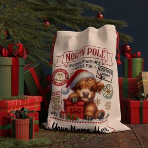 Personalized Santa Sack – North Pole Express Delivery Bag for Christmas Gifts – Cow