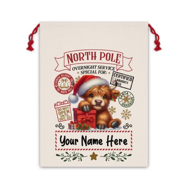 Personalized Santa Sack – North Pole Express Delivery Bag for Christmas Gifts - Cow - Image 2