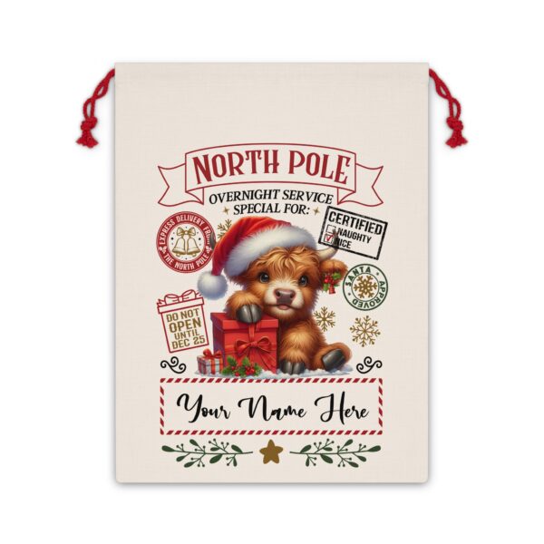 Personalized Santa Sack – North Pole Express Delivery Bag for Christmas Gifts - Cow - Image 4