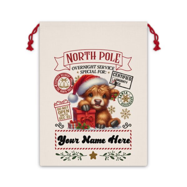 Personalized Santa Sack – North Pole Express Delivery Bag for Christmas Gifts - Cow - Image 6