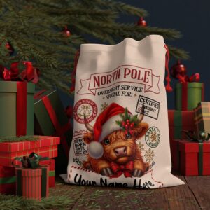 Personalized Santa Sack – North Pole Express Delivery Bag for Christmas Gifts – Cow 1