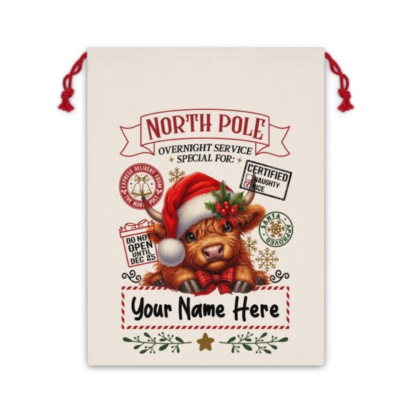 Personalized Santa Sack – North Pole Express Delivery Bag for Christmas Gifts - Cow 1 - Image 2