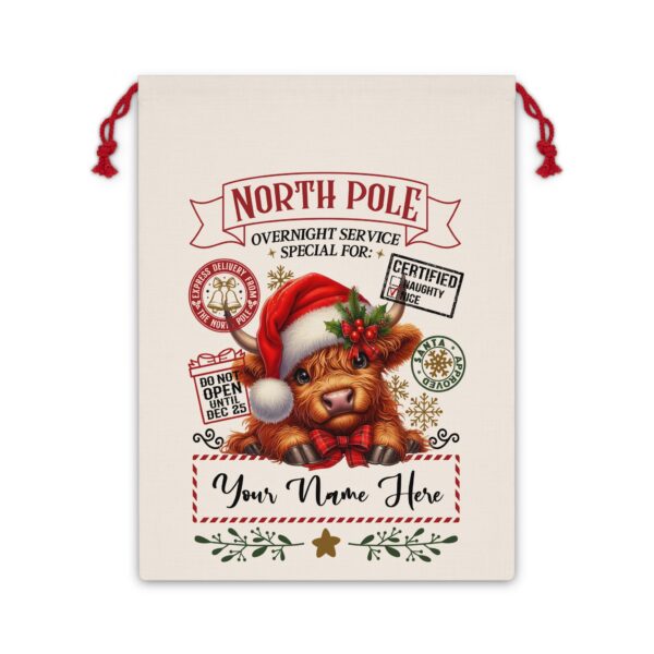 Personalized Santa Sack – North Pole Express Delivery Bag for Christmas Gifts - Cow 1 - Image 4