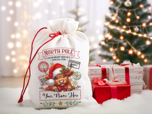 Personalized Santa Sack – North Pole Express Delivery Bag for Christmas Gifts - Cow 1 - Image 5