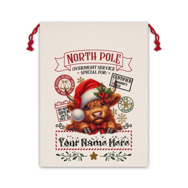 Personalized Santa Sack – North Pole Express Delivery Bag for Christmas Gifts - Cow 1 - Image 8