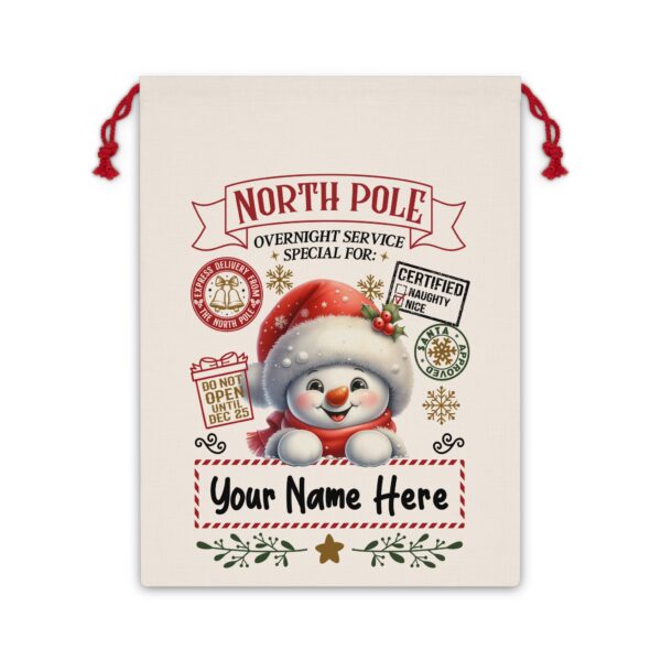 Personalized Santa Sack – North Pole Express Delivery Bag for Christmas Gifts - Snowman - Image 2