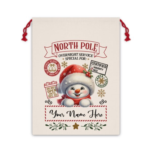 Personalized Santa Sack – North Pole Express Delivery Bag for Christmas Gifts - Snowman - Image 4