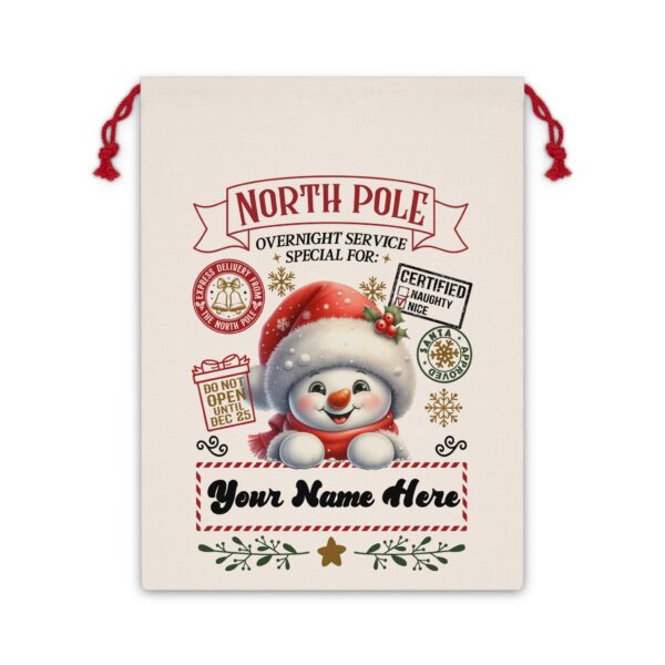 Personalized Santa Sack – North Pole Express Delivery Bag for Christmas Gifts - Snowman - Image 6