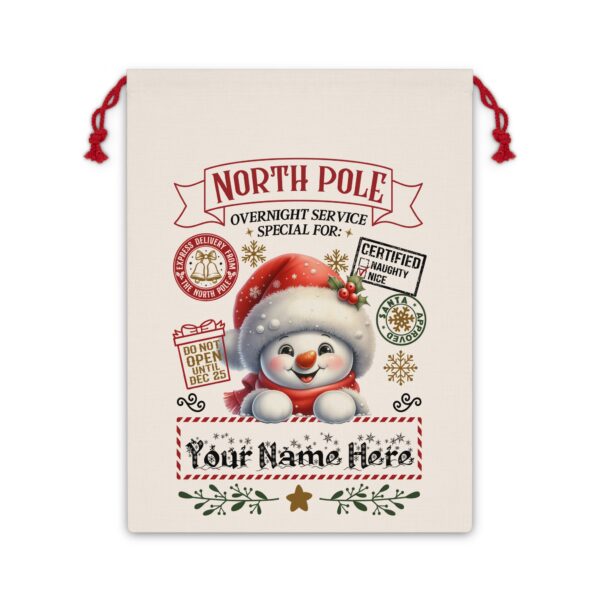 Personalized Santa Sack – North Pole Express Delivery Bag for Christmas Gifts - Snowman - Image 8