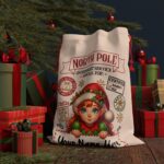 Personalized Santa Sack – North Pole Express Delivery Bag for Christmas Gifts – Girl Elf