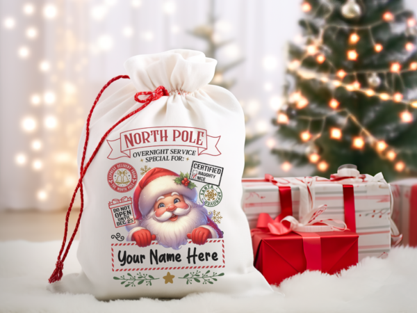 Personalized Santa Sack – North Pole Express Delivery Bag for Christmas Gifts - Santa - Image 3