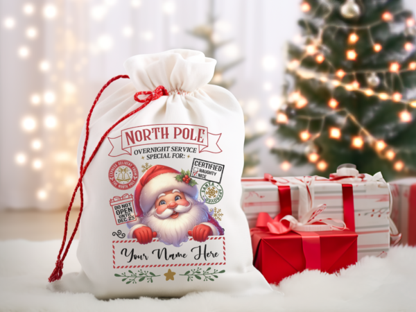 Personalized Santa Sack – North Pole Express Delivery Bag for Christmas Gifts - Santa - Image 5