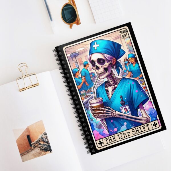 The 12hr Shift Skeleton Nurse Notebook – Nurse Skeleton with Iced Coffee Spiral Journal - Image 5