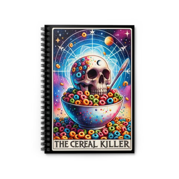 The Cereal Killer Notebook – Skull on Bowl of Colorful Cereal Spiral Journal - Image 2