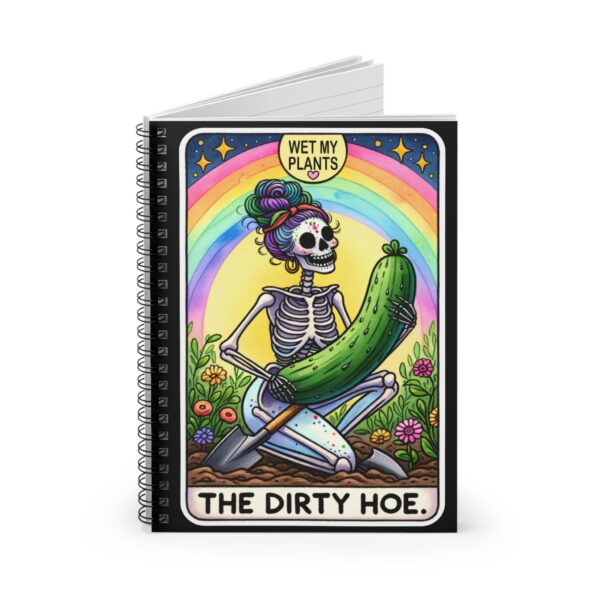 The Dirty Hoe Skeleton Notebook – Garden Skeleton with Cucumber Spiral Journal - Image 3