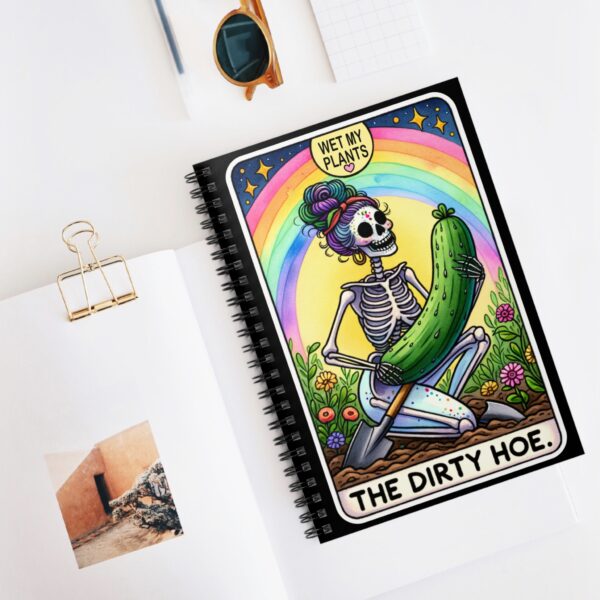 The Dirty Hoe Skeleton Notebook – Garden Skeleton with Cucumber Spiral Journal - Image 5