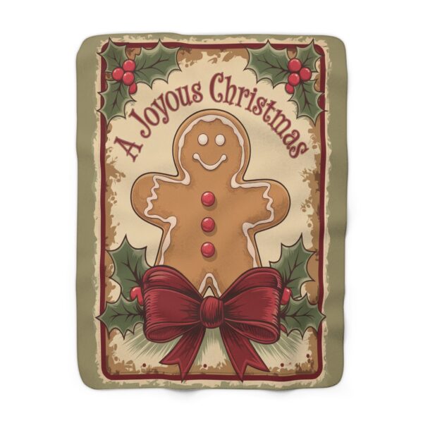 Vintage Gingerbread Man Sherpa Blanket – A Joyous Christmas in Cozy Style - Image 2