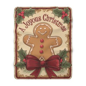 Vintage Gingerbread Man Sherpa Blanket – A Joyous Christmas in Cozy Style