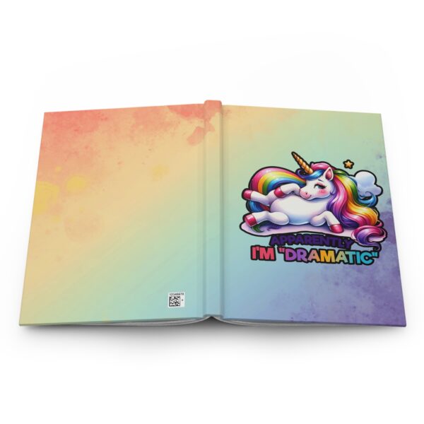 Rainbow Tie-Dye Hardcover Journal with Unicorn Design - "Apparently, I'm 'Dramatic'" Matte Notebook - Image 4