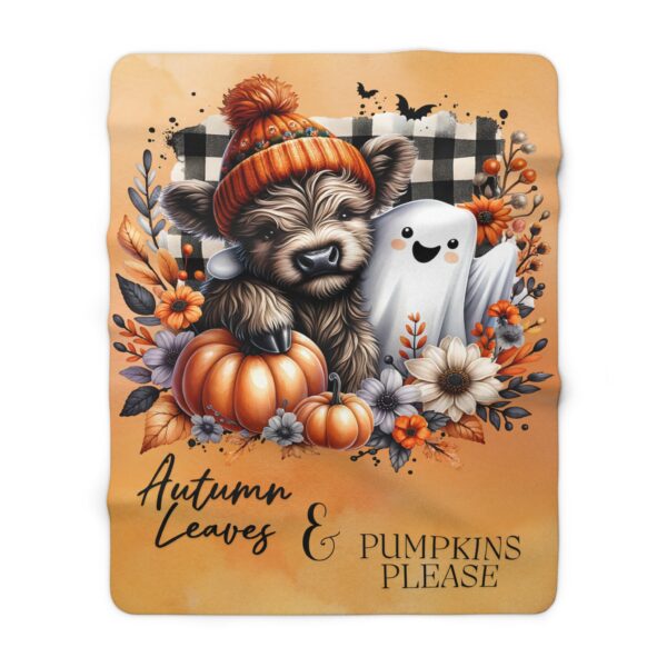 Autumn Leaves and Pumpkins Please Sherpa Fleece Blanket