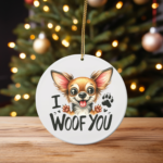 Cute “I Woof You” Chihuahua Ornament – Adorable Gift for Dog Lovers