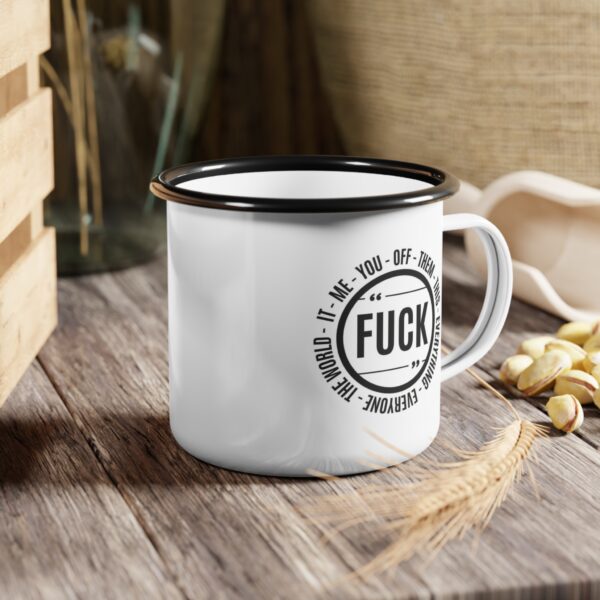 Versatile "Fck" Enamel Coffee Mug – 12oz Black Rim Mug with All the Creative Uses of Fck - Image 5