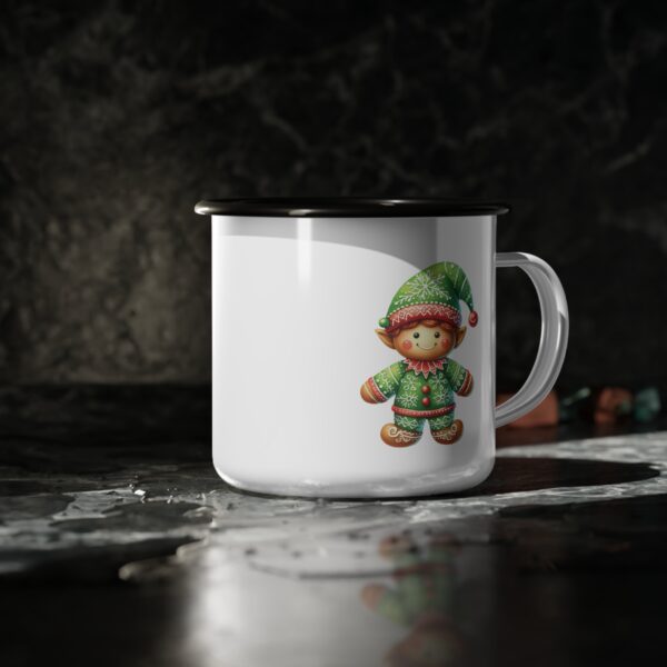 Boy Elf Nice List Enamel Coffee Mug – 12oz Black Rim Mug with Festive Boy Elf Design - Image 5