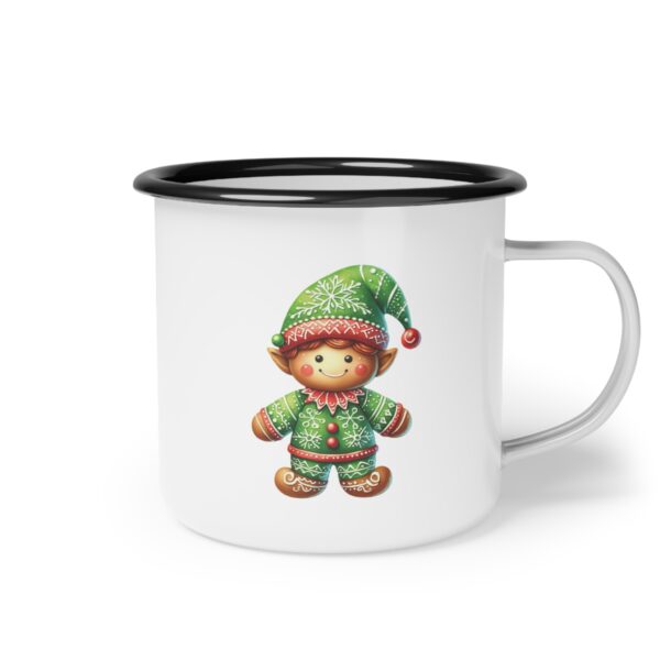 Boy Elf Nice List Enamel Coffee Mug – 12oz Black Rim Mug with Festive Boy Elf Design - Image 2