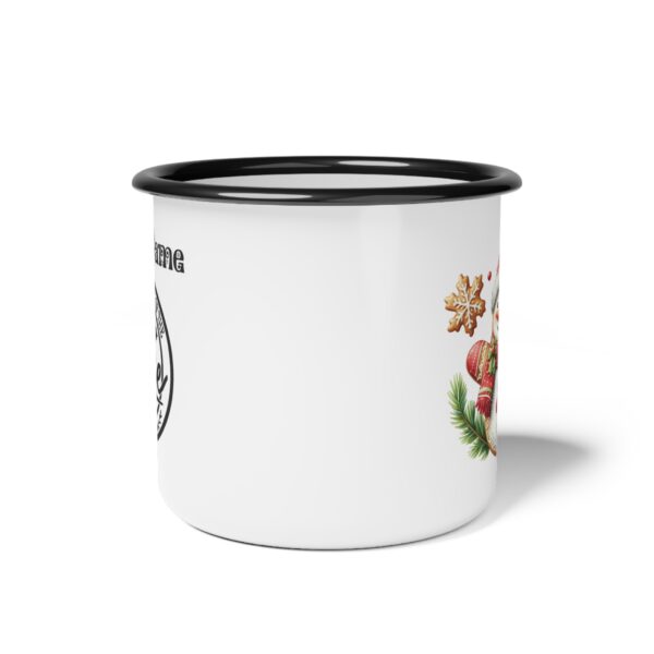 Festive Snowman Nice List Enamel Coffee Mug – 12oz Black Rim Mug with Classic Snowman Design - Image 3