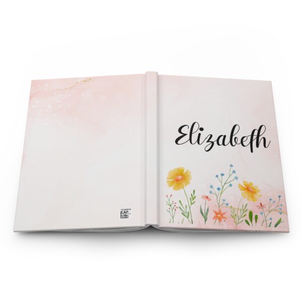 Personalized Pink Hardcover Journal with Wildflower Design - Stylish Matte Finish Notebook with 150 Lined Pages - Image 3