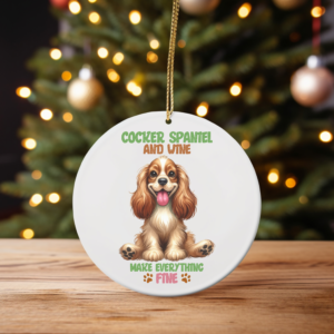 “Cocker Spaniel and Wine Make Everything Fine” Ornament – Fun Gift for Dog and Wine Lovers