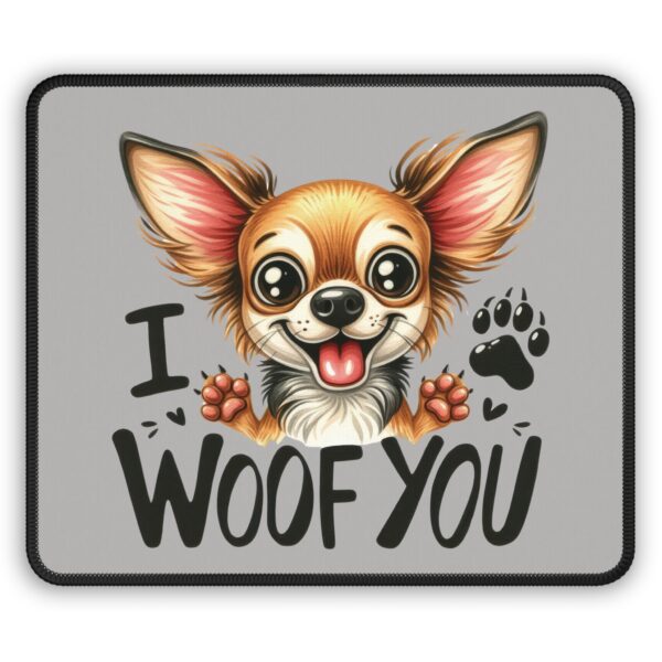 9x7 Inch Chihuahua Mouse Pad - “I Woof You” Design | Durable Neoprene with Stitched Edges for Smooth Browsing, Working & Gaming - Image 2