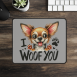 9×7 Inch Chihuahua Mouse Pad – “I Woof You” Design | Durable Neoprene with Stitched Edges for Smooth Browsing, Working & Gaming