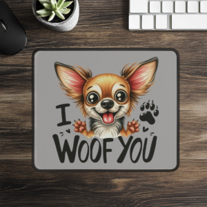 9×7 Inch Chihuahua Mouse Pad – “I Woof You” Design | Durable Neoprene with Stitched Edges for Smooth Browsing, Working & Gaming