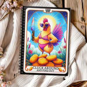 Cluck Around and Find Out Chicken Notebook – Bikini Chicken with Knife and Nuggets Spiral Journal