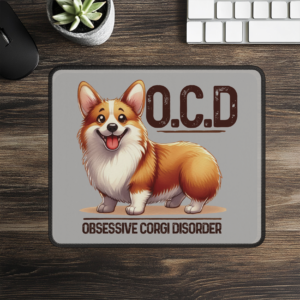 O.C.D. – Obsessive Corgi Disorder Mouse Pad – Fun and Cute Desk Accessory for Corgi Lovers