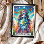 Earth Day Everyday Tarot Skeleton Notebook – Eco-Friendly Spiral Journal with Hippie Vibes